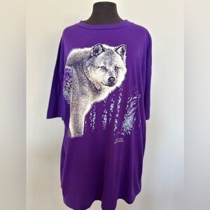 VTG Harlequin Nature Graphics purple wolf tee